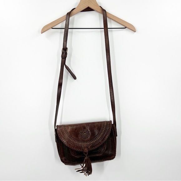 Patricia Nash Beaumont Flap Brown Crossbody Vintage Distressed Leather *READ - Picture 1 of 15